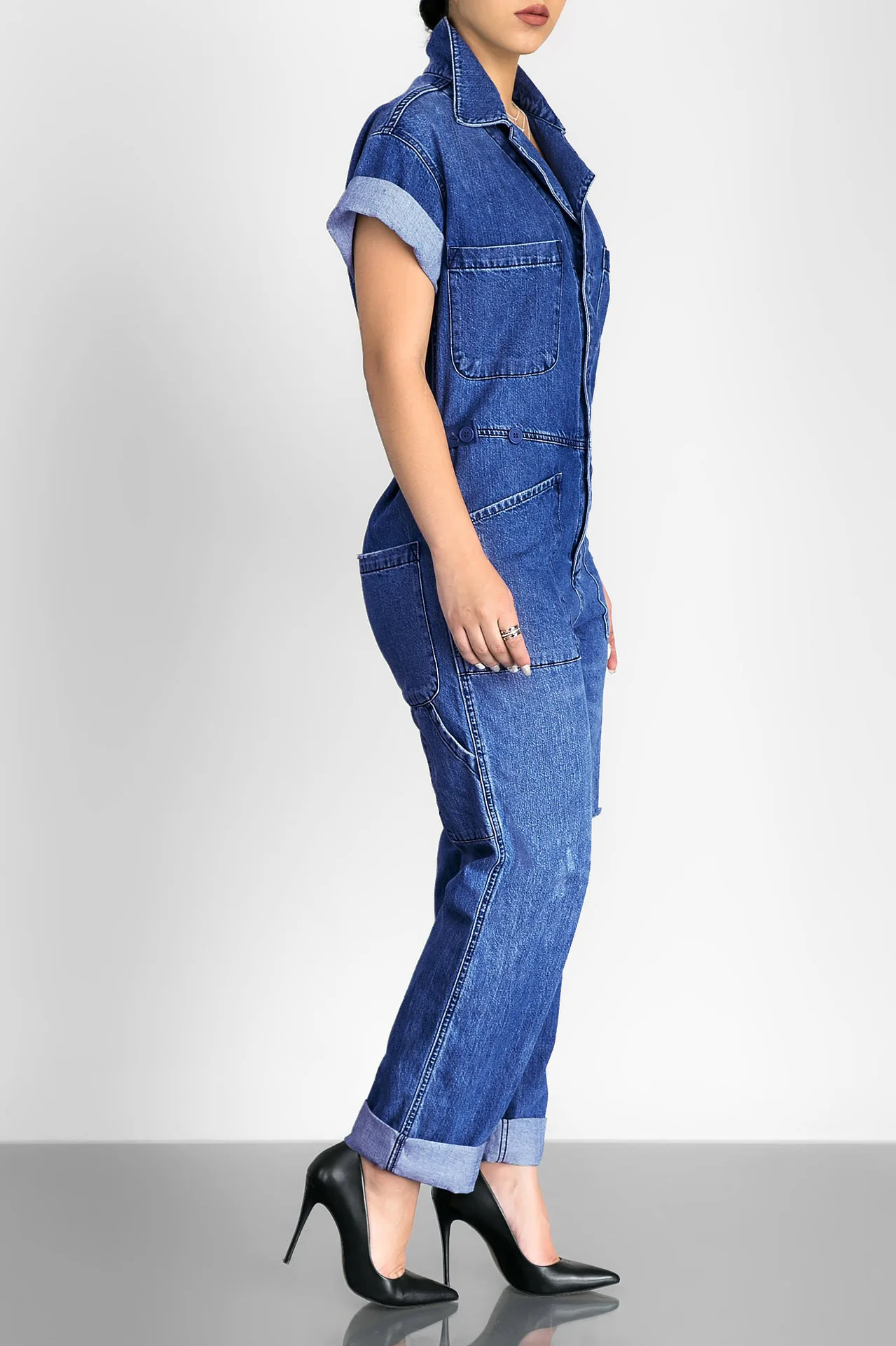 Свободный Летний джинсовый комбинезон женский короткий рукав женские комбинезоны джинсовая негабаритная верхняя одежда