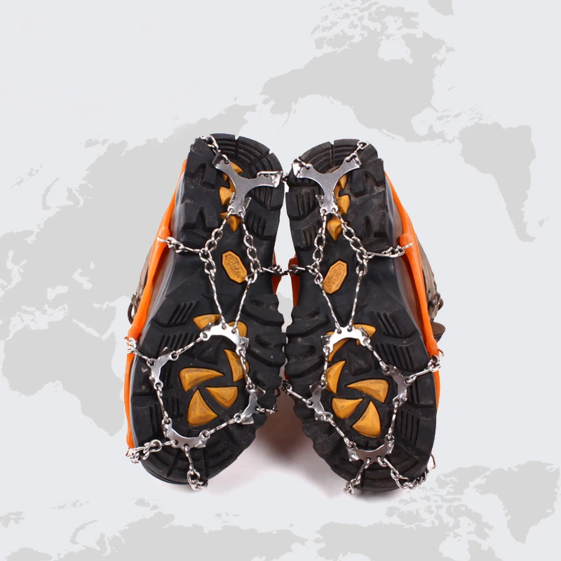 

2017 Hot Selling 12 Teeth Non-slip Ice Snow Climbing Anti-slip Shoe Covers Rubber + Metal Spike Cleats Crampons M/L 2 Colors