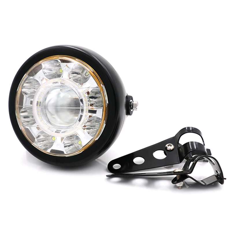 

Nuoxintr Motorcycle Round Headlight LED Far Near Signal Indicators 12V Universal For Harley With Bracket