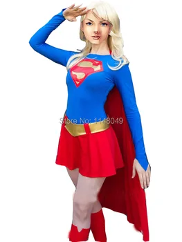 

Blue and Red Spandex Supergirl Costume Superhero Costume Cosplay halloween costumes for women