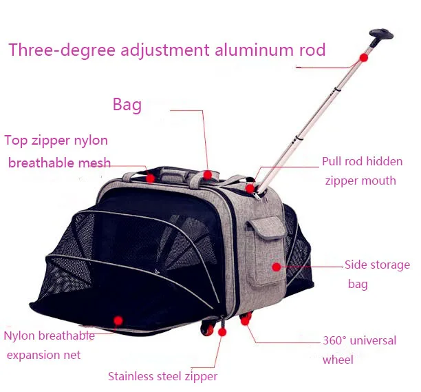 Newst DODOPET большая расширяемая складная тележка с решеткой для собак на 360 градусов четырехколесная дышащая переносная сумка для домашних животных