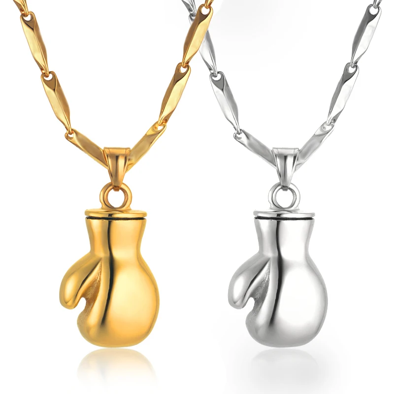 Boxing Glove Pendants Necklaces Male Gift Mens Collar Gold Color