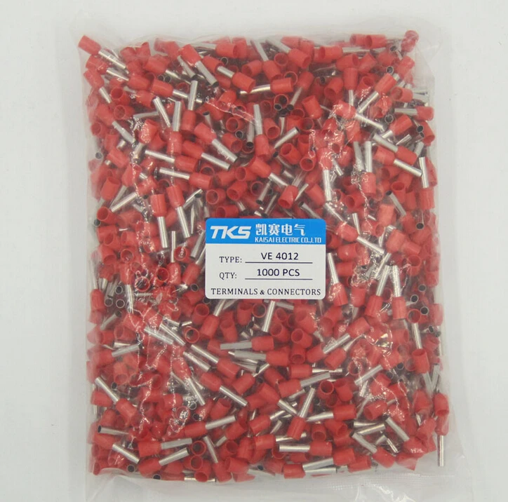 

E4012 INSULATED BOOTLACE FERRULE TERMINAL ( FOR 2.5mm2 cable) crimp connector any colour