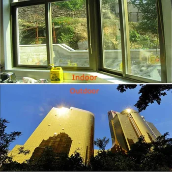 

70 x 500 Cm One Way Gold Silver Reflective Mirrored Window Film Privacy Glass Tint Sticker Sun Blocking Heat Control For Home