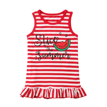 

Kids Baby Girl Stripes Summer Dresses Sleeveless Casual Ruffle Children Girls Dress Kid Girls Clothes Dress Red 1T 2T 3T 4T 5T
