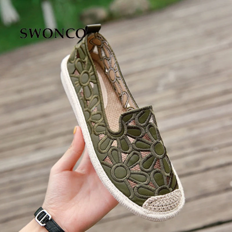 SWONCO/Женская обувь на плоской подошве; коллекция года; Летние плетеные соломенные женские ботинки-лоферы; женская обувь на плоской подошве; удобная однотонная женская повседневная обувь без застежки