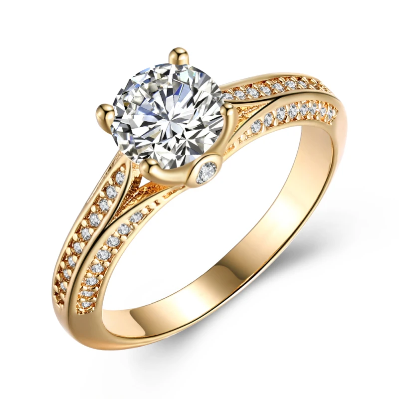 

Garilina New Statement Jewelry trinket Rose Gold white cubic zirconia Ring for Women Wholesale Retail R2202