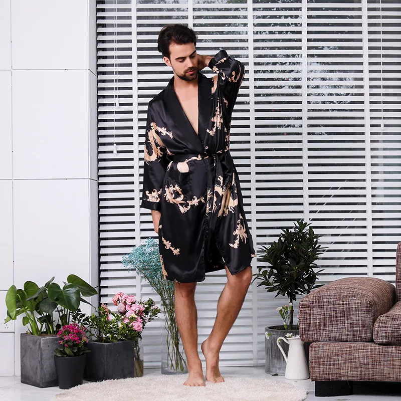 

Luxury Designer Men's Silk Robes 5XL Pajamas Sleepwear Male Soft Bathrobe Oversized Satin Nightgown Man Summer Home Clothing