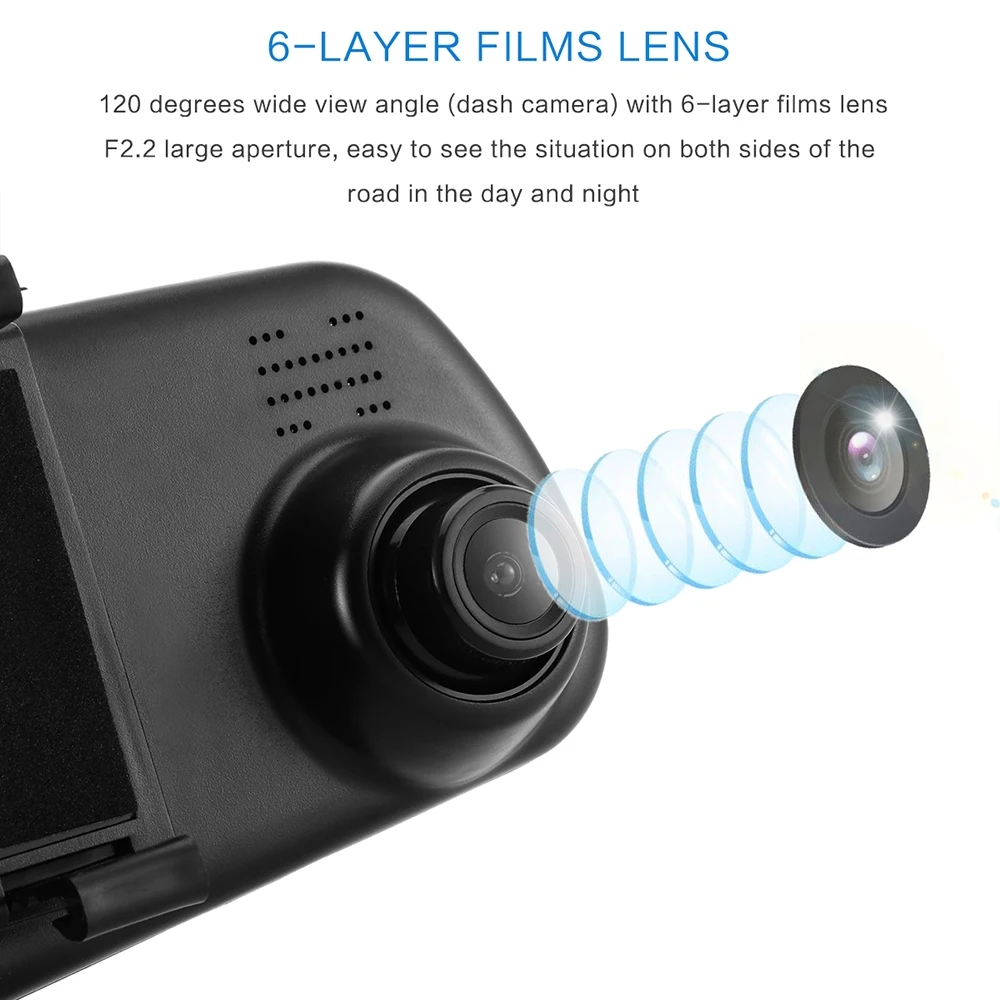 Onever 4," 1080 P Full HD зеркало заднего вида с DVR и камерой видеорегистратор Автомобильный видеорегистратор двойной объектив камера зеркало заднего вида навигатор