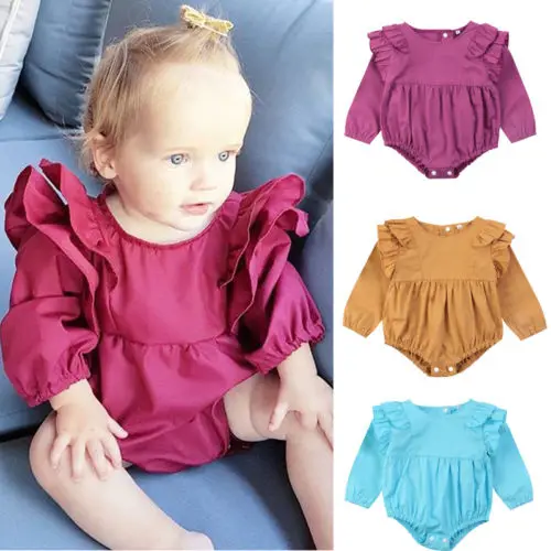 Infant Toddler Baby Girls Long Sleeve Outfits Bodysuit Clothes Babay