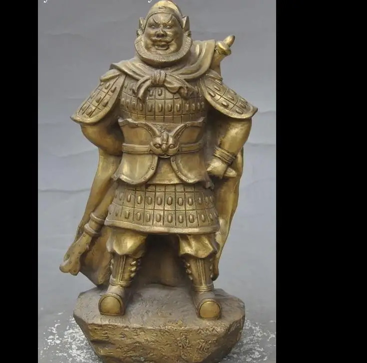 

671115625+++10" china brass Three Kingdoms Warrior Generals Hero Mighty Zhang Fei god statue