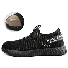 Best Offers 35-46 Men's  Lightweight Steel Toe Shoes Single Mesh Sandals Summer Breathable Safety Shoes Anti-Smashing Piercing Work Sneakers