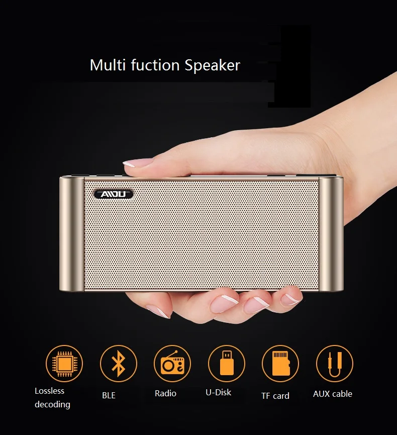 Золотой BLE портативный динамик с fm радио CD качество звука две системы