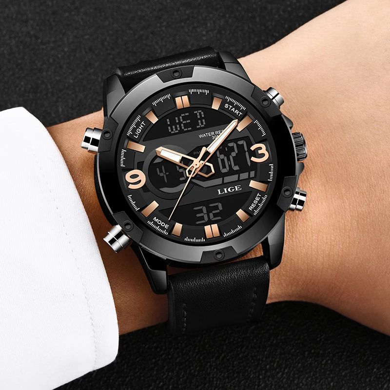 Relojes Hombre 2019 Новинка LIGE мужские s часы лучший бренд класса люкс кварцевые с двойным