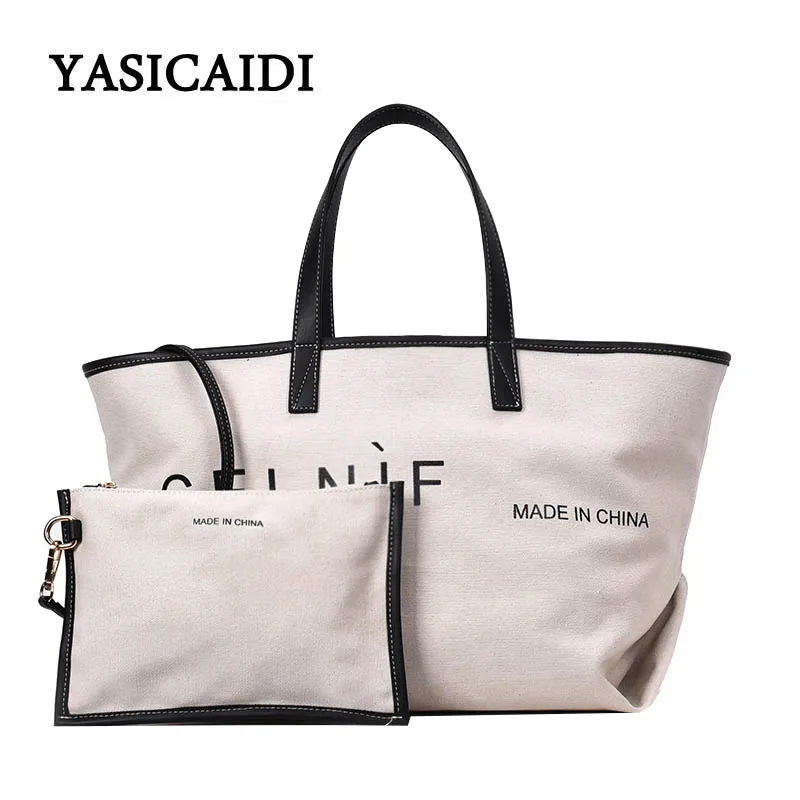 

Brand Canvas Women Handbags Fashion Casual Tote Female Letter Shoulder Bags Large Capacity Lady Casual Totes Bags Ladies