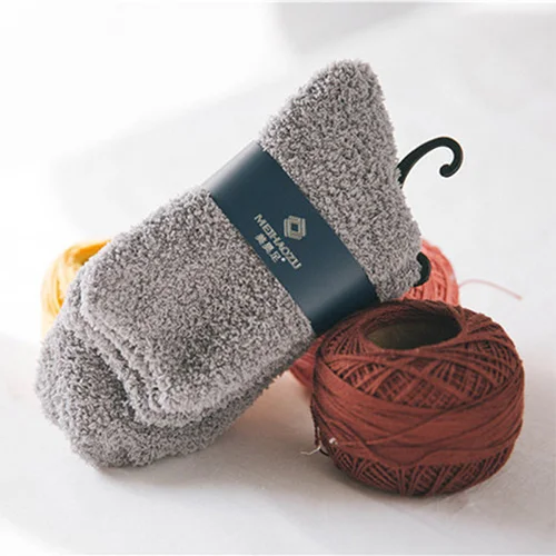 Мужские носки из плюша, теплые бархатные носки кораллового цвета, мужские носки-тапочки, 3 пар/лот = 6 штук - Color: Gray D