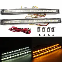 2016 Nuevo 2X LED Del Coche Blanco Ámbar DRL Que Conduce Daytime Running Turn Signal Indicator Light