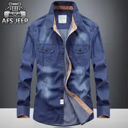 Осень для мужчин блузки для малышек плюс размеры джинсы Мужская рубашка Новый 2018 Весна Оксфорд Текстиль 100% Хлопок AFS джип брендовая одежда