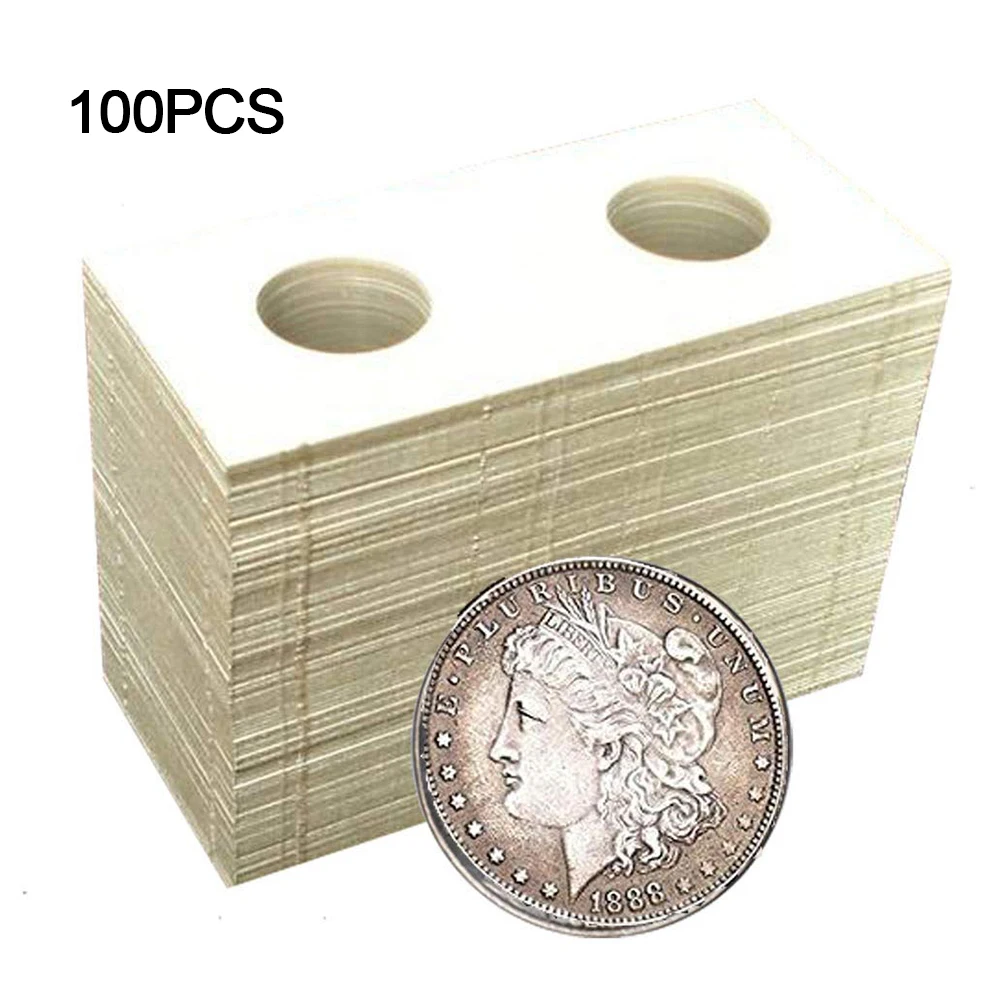 100 шт 40 мм картонные держатели для монет, чехол с зажимом для хранения бумажных сумок, откидная бумажная доска для монет, держатели для сбора, принадлежности, флип