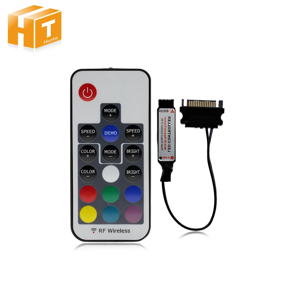 

DC12V SATA RGB controller PC Computer Case SATA interface 17Key RF remote control for 12V 5050 RGB LED Strip