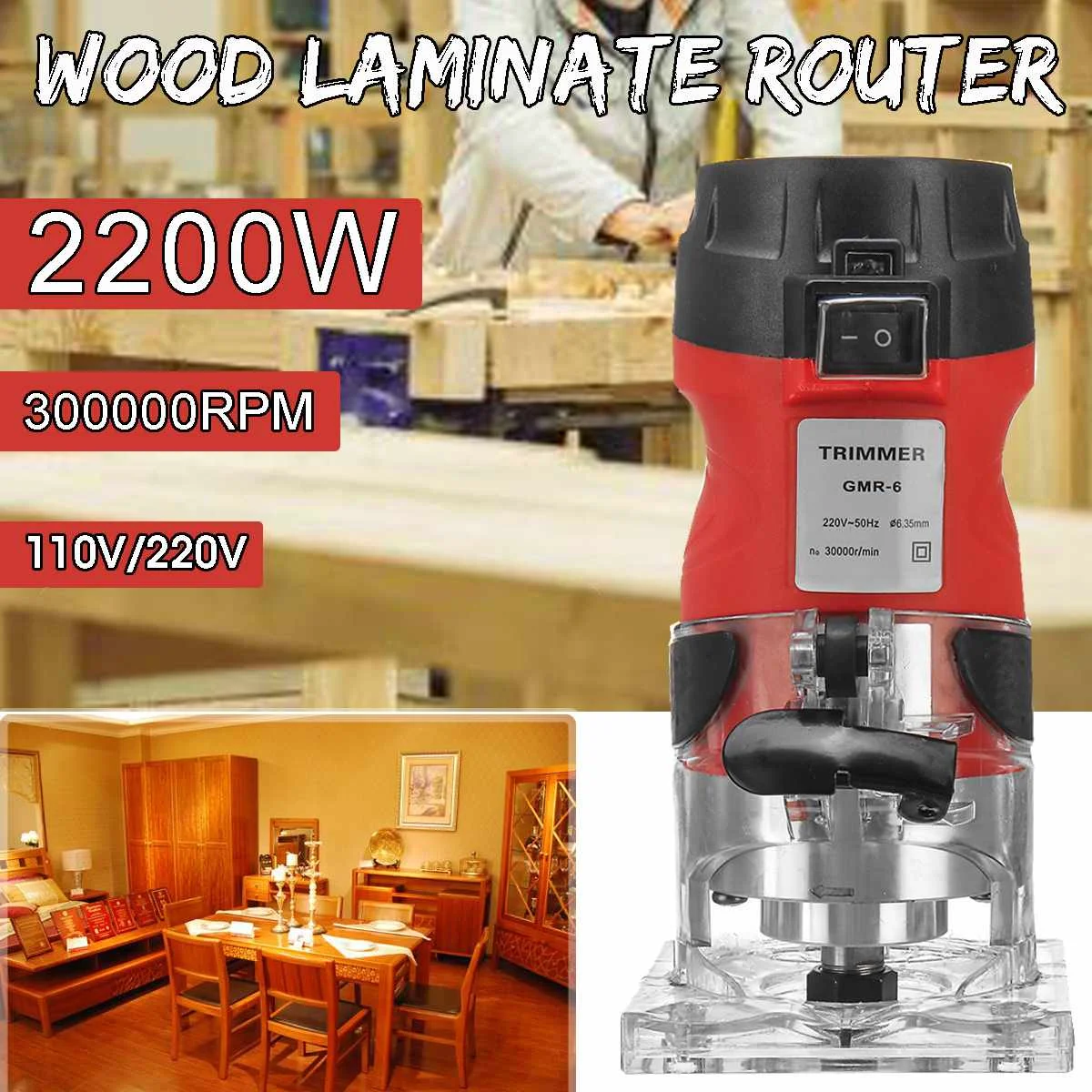 

Electric Manual Trimming Machine Wood Laminating Machine 110V/220V 2200W Trimming Engraving and Milling Machine Tools