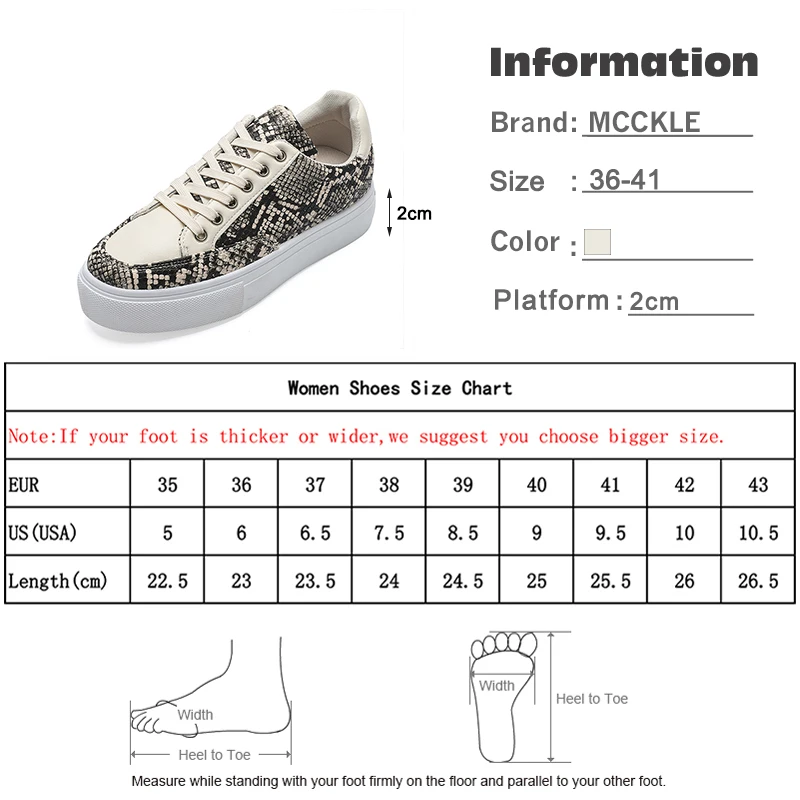 MCCKLE Autumn Shoes Women Casual Platform Flats Vulcanized Lace Up Female Sneakers Fashion White Shoes Ladies Leisure Footwear