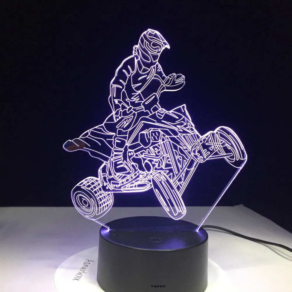 Четыре колеса горный автомобиль гоночный спортивный 3D лампен 7 цветов USB ночник