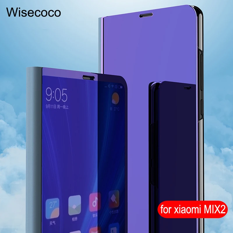 

Luxury Flip Stand Touch For Xiaomi Mi mix 2 case Leather Clear Smart View Phone Cases 360 full Cover For xiomi Mix2 global 128