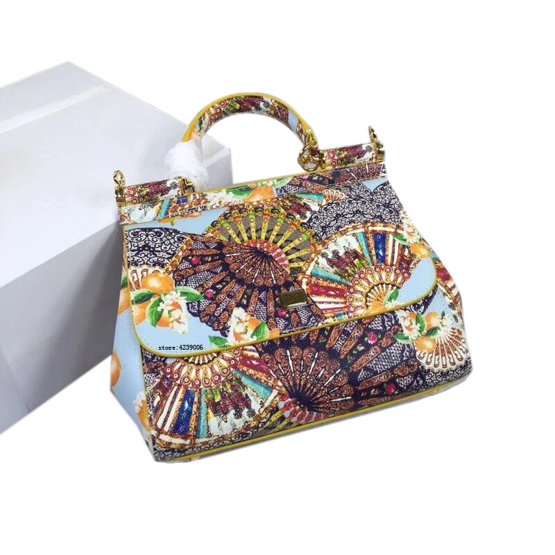 

2018 new superior leather painted printing designer famous brand women bag luxury genuine leather handbags