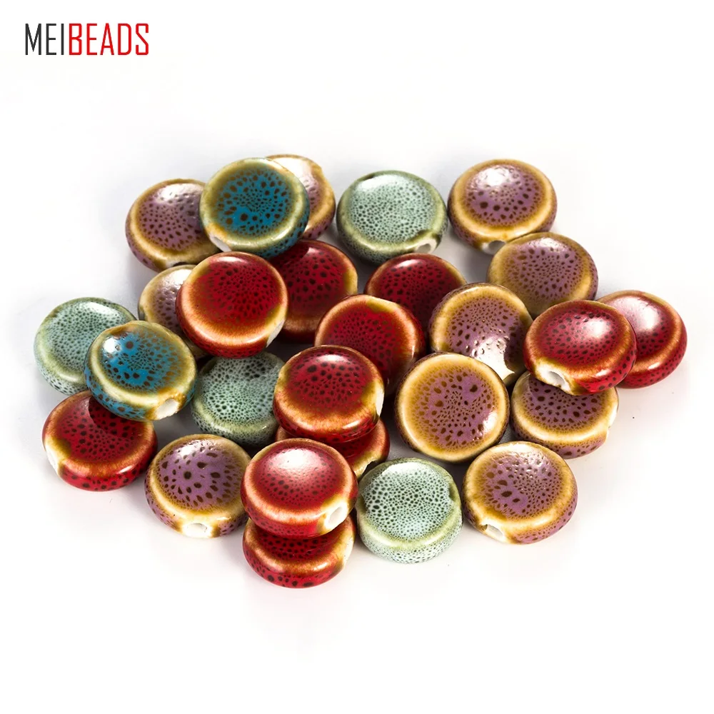 

MEIBEADS 15mm Multi-Color Round Shape Glaze Ceramic Beads Jewelry Findings For Bracelet DIY Jewelry Making EY5315
