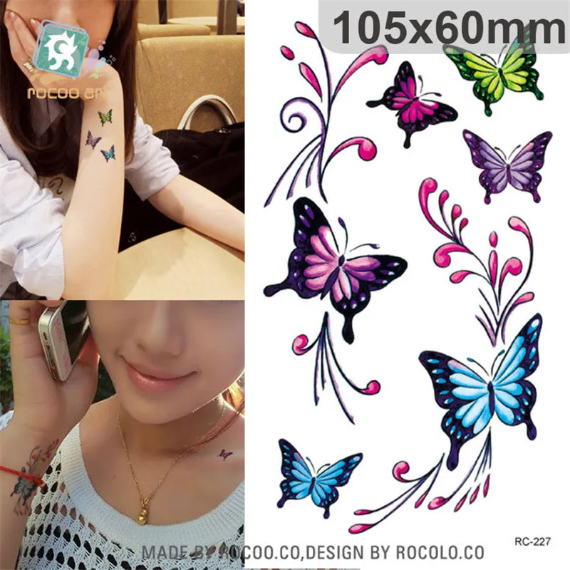 

Small fresh waterproof temporary tattoos for men women 3d Colors butterfly design tattoo sticker Free Shipping RC2227