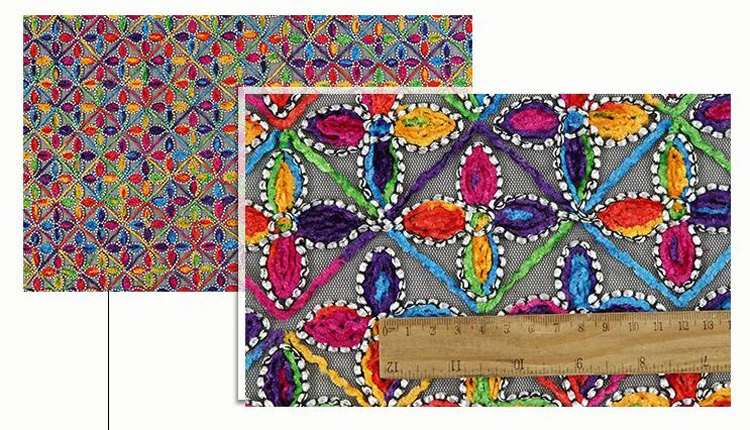 Цвета геометрическая фигура Сетчатое вышитое кружево ткань для красивого платья африканская ткань с DIY одежды Tissu Pour Habillement