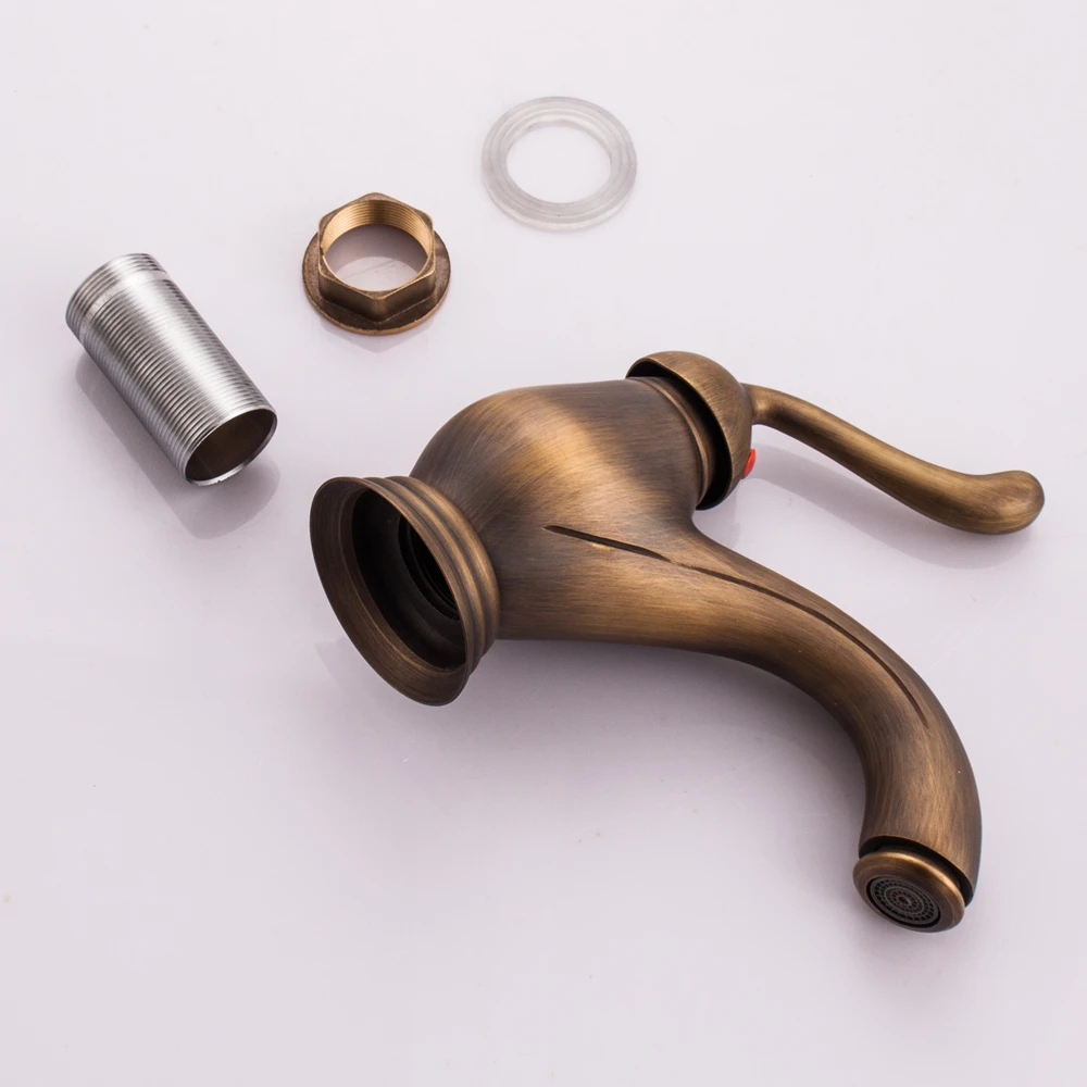 Bathroom Sink Faucet Antique Bronze Basin Faucet Water Tap Single Handle Cold and Hot Water Tap6