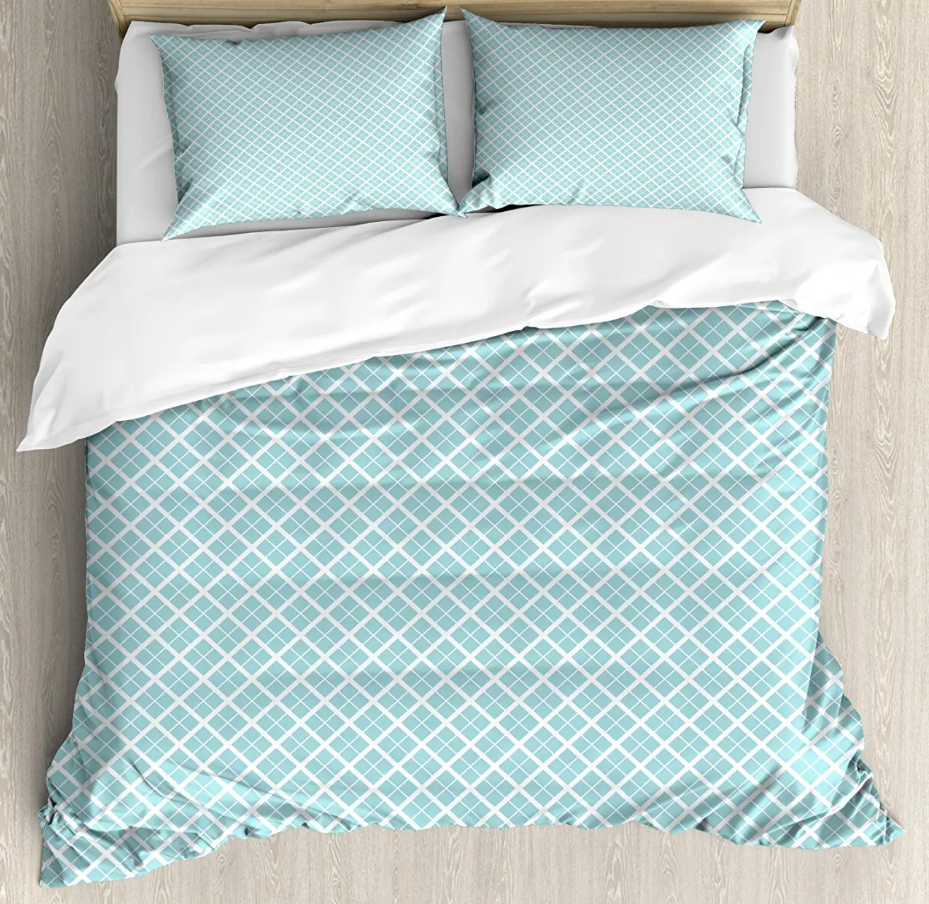 

Duvet Cover Set Ocean Themed Pattern Swirled Waves Seascape in Oviform Maritime Surfing Decor 4 Piece Bedding Set