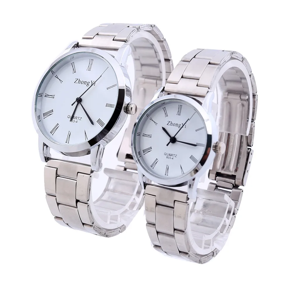 Лучшие продажи, часы для мужчин и женщин, модные парные кварцевые наручные часы из нержавеющей стали, relogio masculino feminino reloj montre