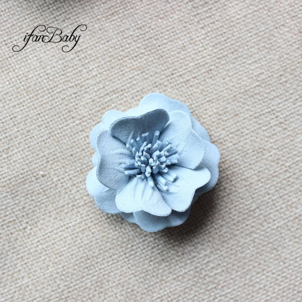 Moda in pelle sintetica fiore artigianale accessori per capelli Appliques abbellimenti - immagine 5
