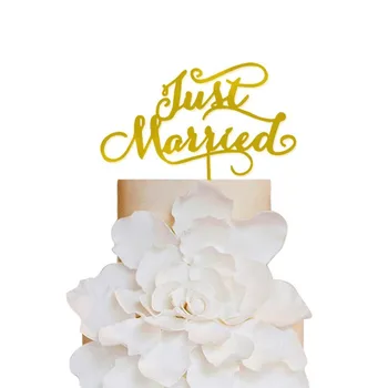 

Wooden / Acrylic Mirror Gold "Just Married" Wedding Cake topper Engagement Wood letters Cake Decorations Gifts Favors Supplies