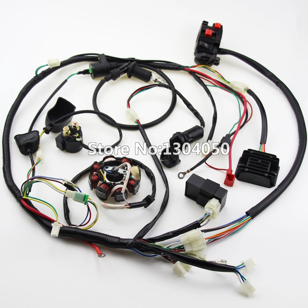 GY6 Wire Loom Harness Solenoid Coil Regulator CDI 150cc ATV