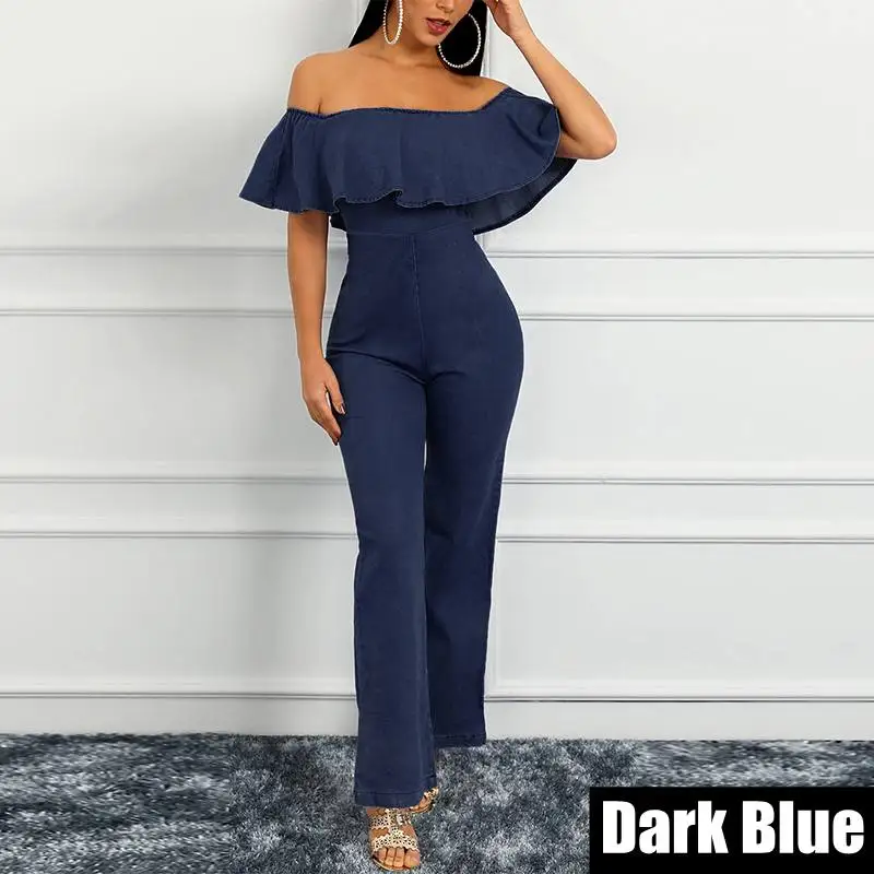 

VONDA Women Rompers Summer Long Pants Elegant Woman Jumpsuits 2019 Solid Plus Size Jumpsuit Off Shoulder Overalls For Womens