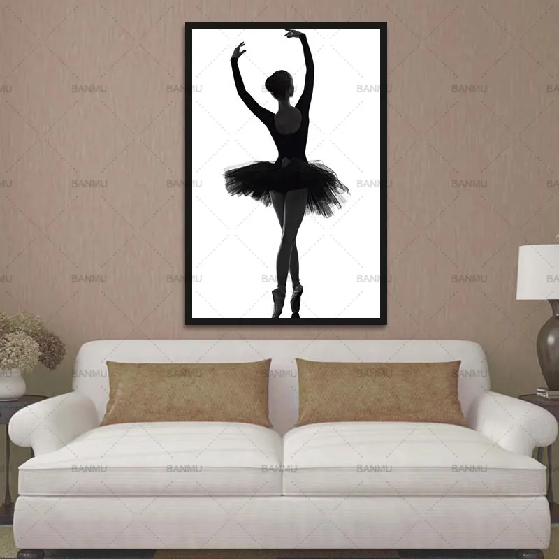 Скандинавский черно-белый плакат художественное украшение картина балетная танцовщица современная картина холст настенное искусство для гостиной без рамки