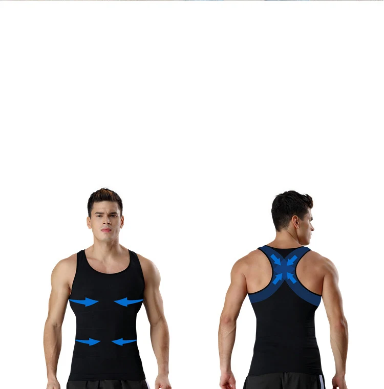 Meisou Hot Slimming Male Vest Body Shaper Men T shirt Abdomen Fat Reduce Compression Black White Blue Shapewear Fitness Clothing (2)