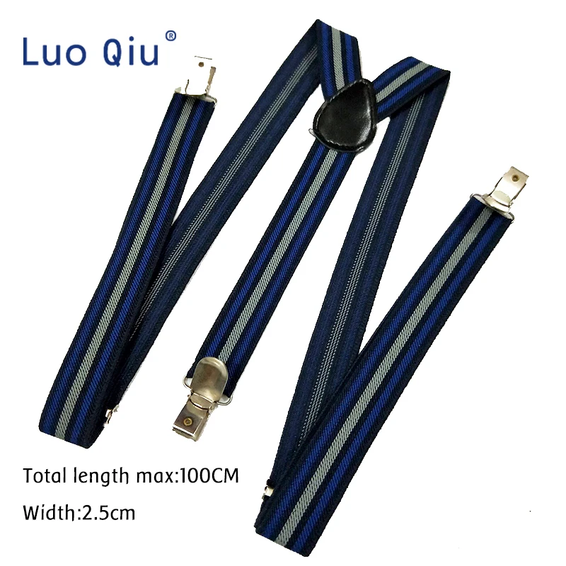 

Adult Suspenders Black Blue Ash Wide 2.5cm Mens Braces For Trousers 3 Clips Elastic Brand Man Pants Accessory 100cm