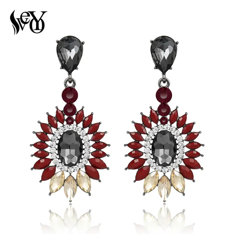 

VEYO Round Acrylic Crystal Drop Earring Resin Vintage Earrings for women High Quality Brincos Pendientes