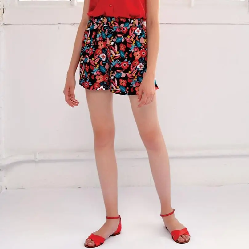 

short sissi positano High-waisted shorts in printed viscose crepe elasticated waist