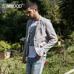 SIMWOOD 2018 осенью новый Повседневное пиджаки Для мужчин 100% лен костюмы Slim Fit две пуговицы куртки мужской брендовая одежда XZ017009