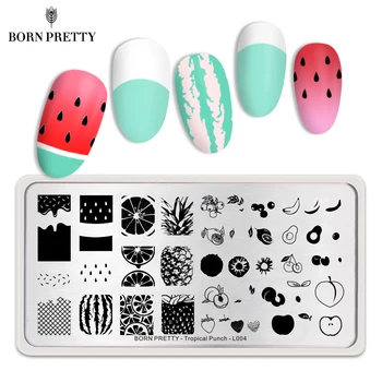 

BORN PRETTY Fruit Series Rectangle Stamping Plates Lemon Watermelon Image Nail Stamp Stencil Template L004