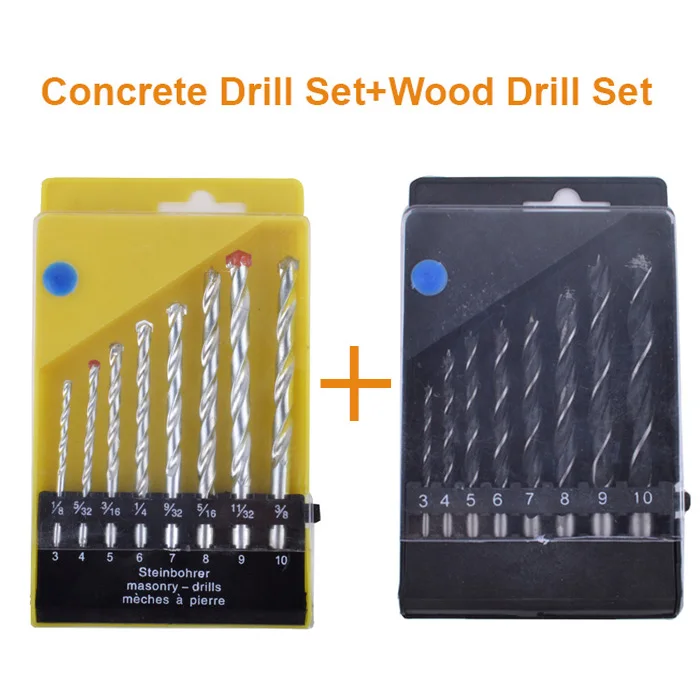 8PCS Carbon Steel Manual Black Twist Wood Drill Bit Set+8PCS HSS Manual