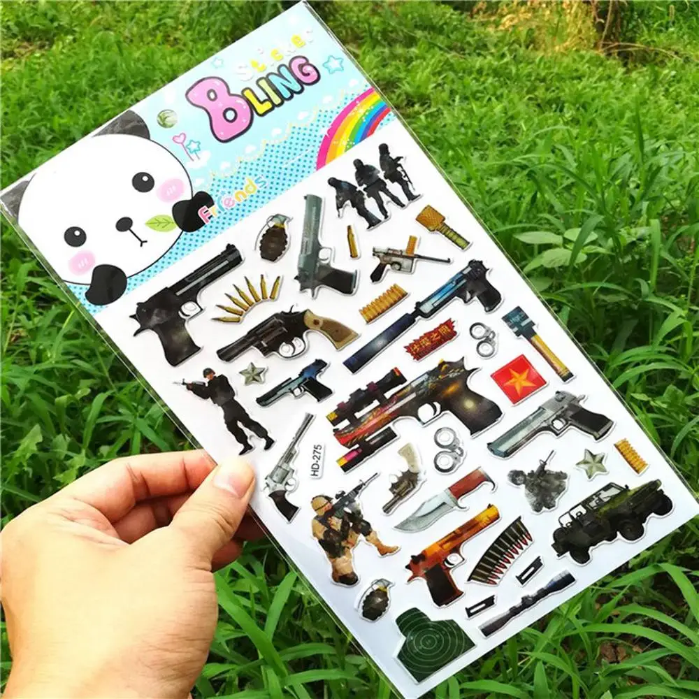 Пистолет Танк военный оружие наклейка с украшениями 3D объемные наклейки Скрапбукинг для Детская Наклейка украшение игрушки 14,5 см* 21,5 см - Цвет: hd275
