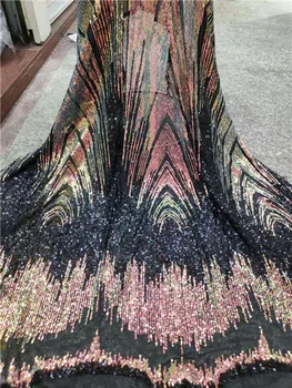 

Guipure Embroidery French Lace Fabric 2019 Colorful Sequins Fabric Material Tulle Mesh Lace Dress African Sequins Lace Clothes