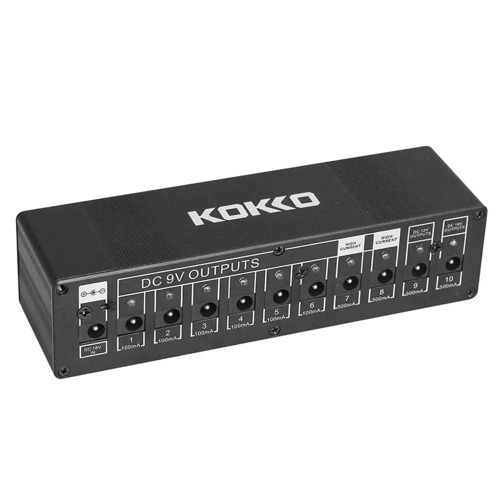 

KOKKO Electric Mini Guitar Effect Power Supply for 9V 12V 18V Ten Isolated Outputs Compact Portable Guitar Parts & Accessories